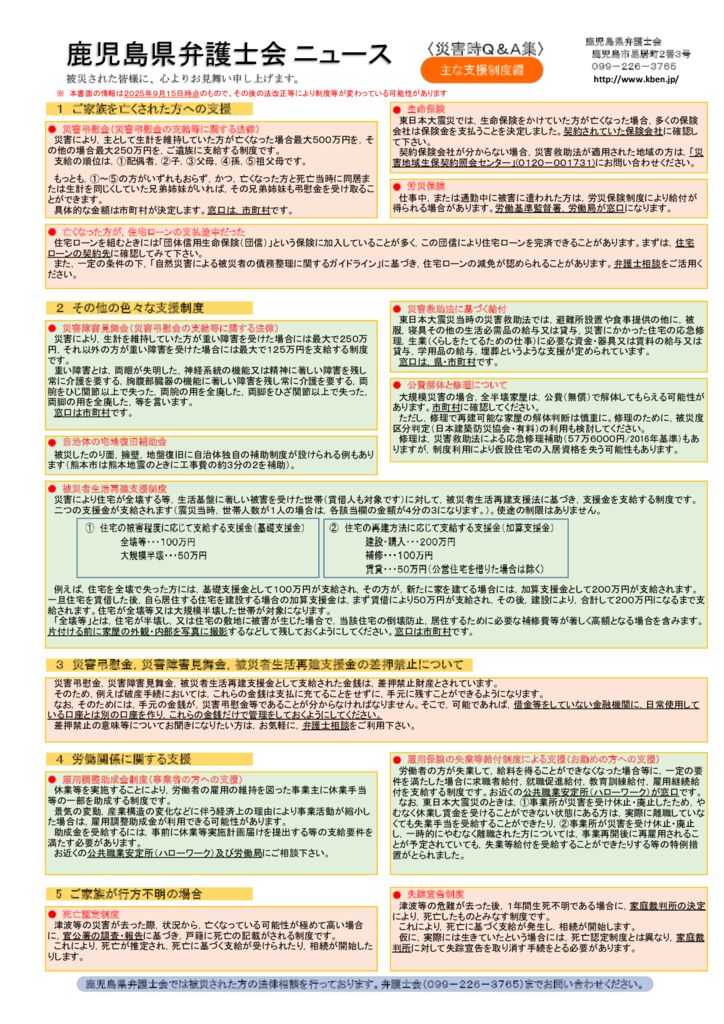 主な支援制度編